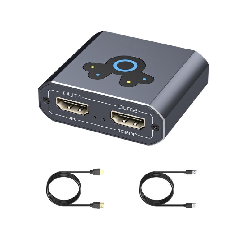 

High Performances HDTV to Double HDTV Splitter Support 4K Resolution at 60Hz for Primary and 1080P for Secondary Display 1