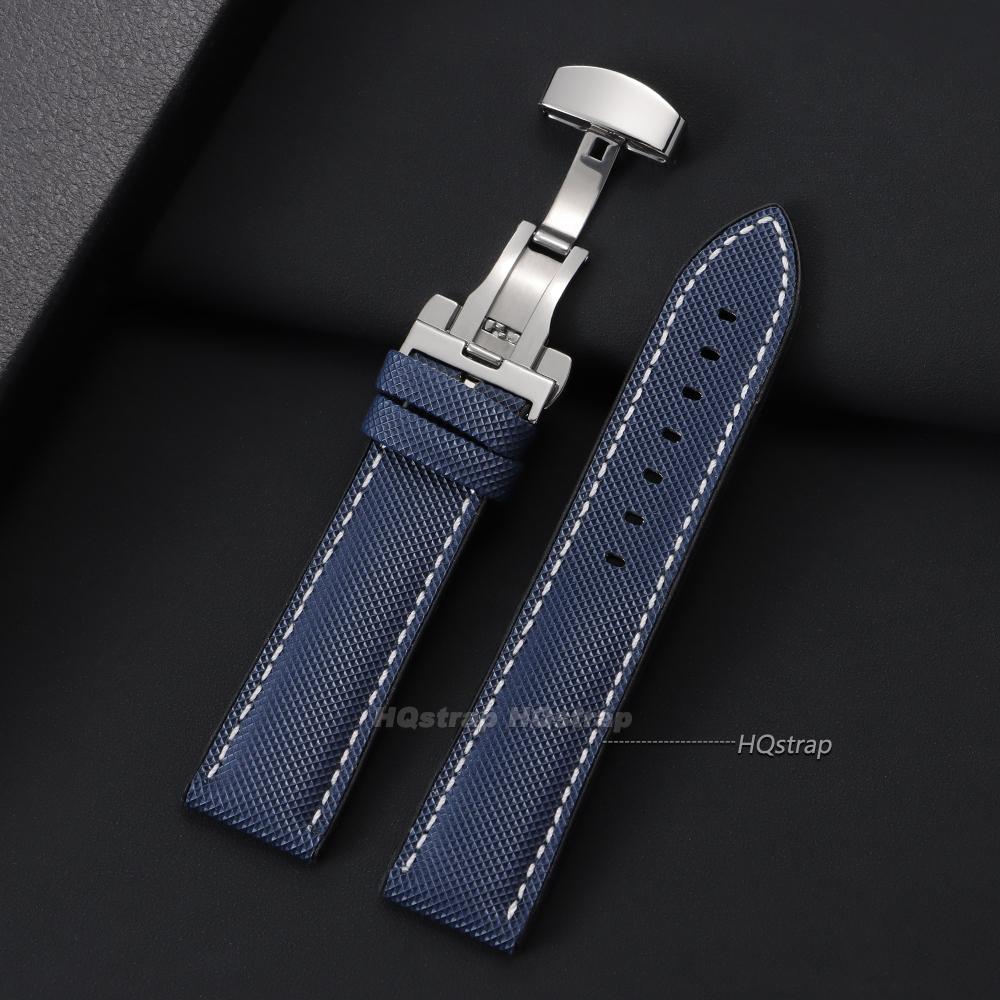 20 22 24mm Carbon Fiber Watch Strap Unisex Silicone Watchband Sport Strap for Smart Watch Waterproof Butterfly Buckle Bracelets