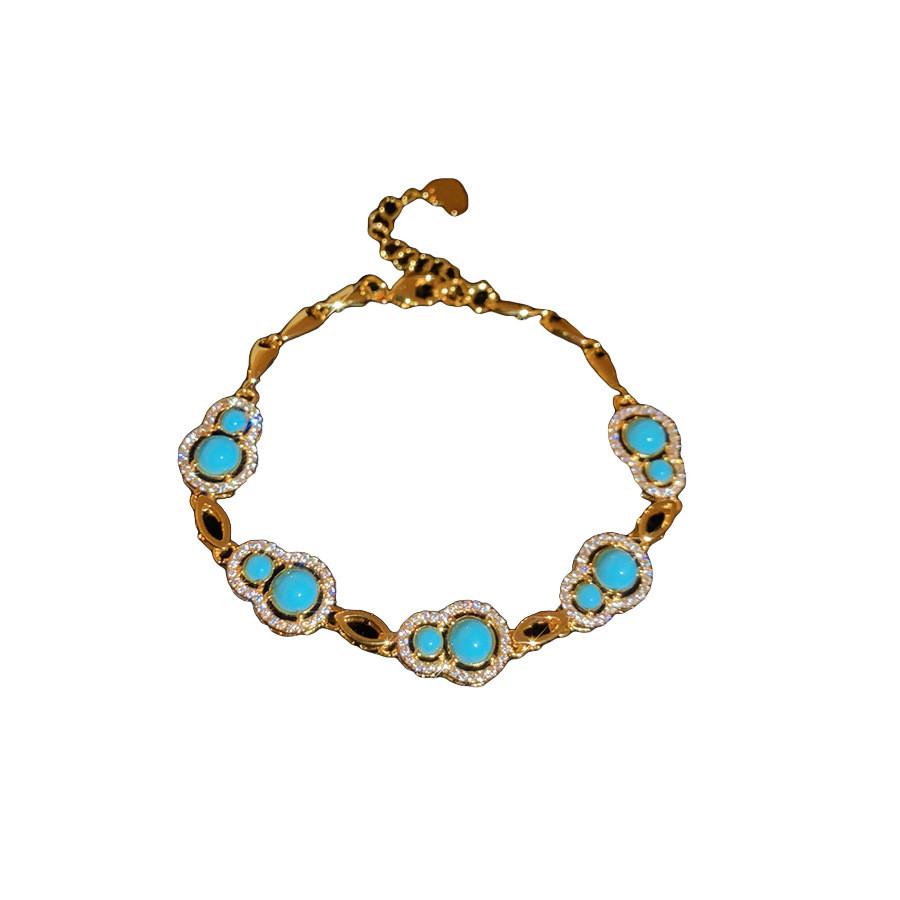 Vintage Goldplated Gourd Bracelet With Zircon Stones For Women Gift
