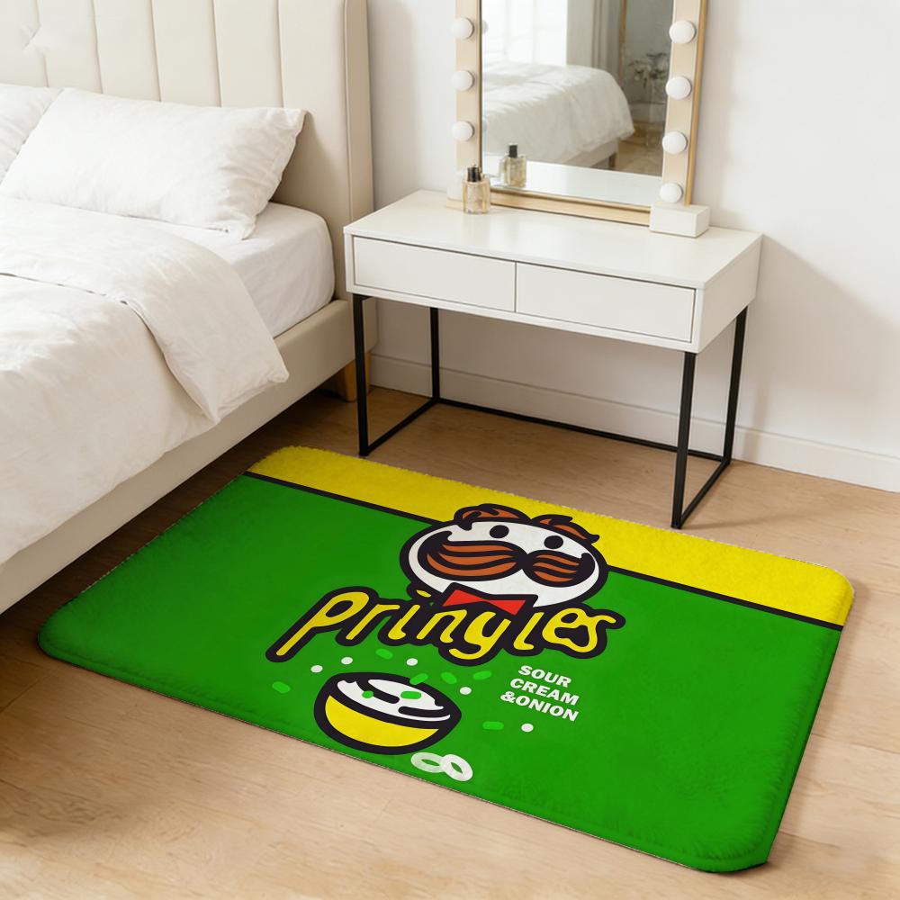 snack P-Pringles Floor Mat Flannel Door Mat Non-Slip Absorbent Washable Indoor Home Rug