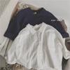 Kids' Retro Japanese-Style Bat Sleeve Lapel Shirt - Cotton & Linen, Spring/Autumn, Baby Boy Outerwear