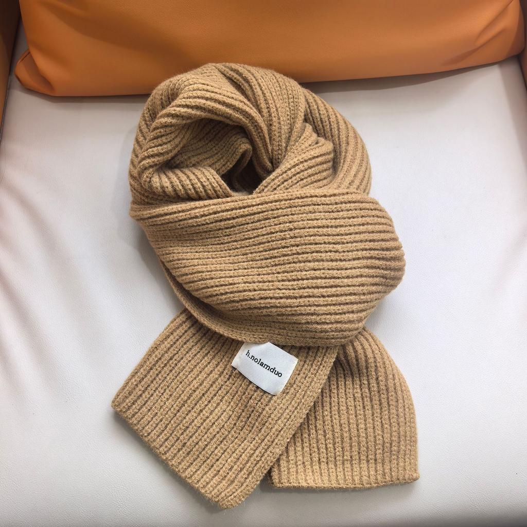 Solid color knitted scarf autumn and winter Korean atmosphere fashion student couple atmosphere scarf warm scarf wholesale