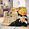 Demon Slayer Flannel Blanket Eye-catching Print Great For Sofa Bedroom Chair Bed Travel Picnic -HE14