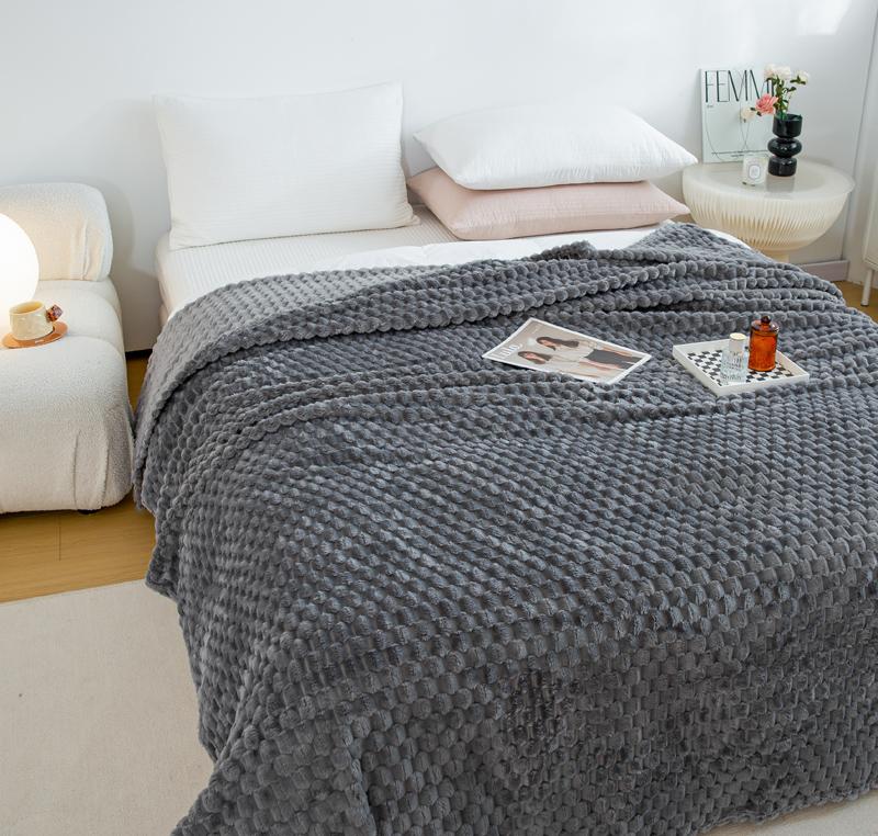 Plaid Plush Blanket Luxury Warm Fluffy Soft Solid Color Blankets Queen King Size Bedding for Bed, Couch, Chair, Sofa Washable