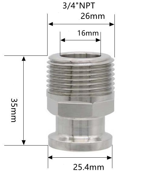 1/4" 3/8" 1/2" 3/4" 1" -4" NPT Male X 0.5" 0.75" 1.5" 2" -4" Tri Clamp Connector Pipe Fitting 304 316L Stainless Steel Sanitary