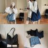 Simple Solid Color Large Capacity Women Casual Single Shoulder Denim Bag For Women