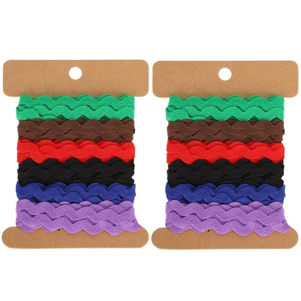 2pcs 8mm Width Wavy Lace Trim Color Ribbon Curved Belt Webbing Hand Made Rick Rack Trim For Sewing