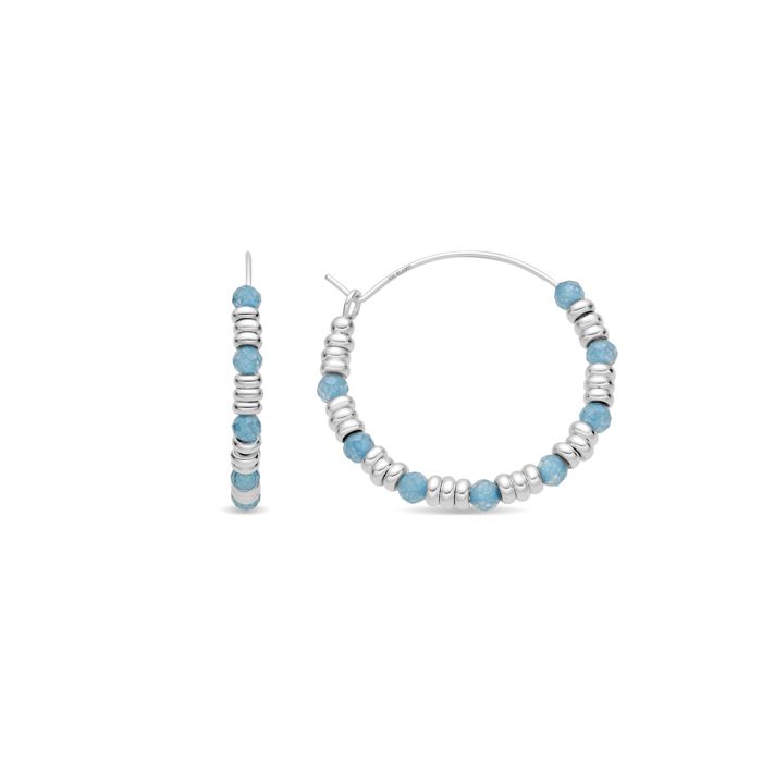 Boucles d'oreilles - LUXENTER - Deli - Argent 925 - Plaqué rhodium - Zircone cubique aigue-marine