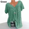 Summer Casual Loose V-neck Printed Short-sleeved T-shirt for Women Plus Size