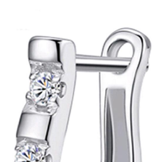 1 Pair Earrings Studs Luxury White Silver Plated Harp White Gemstones Hoop Earrings for Daily Life