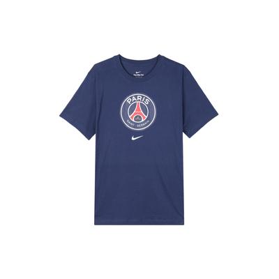 Herren Paris Saint-Germain Wappen Großes Teamlogo Aufdruck Rundhalsausschnitt Lässig Kurzarm Blau DJ1316-410