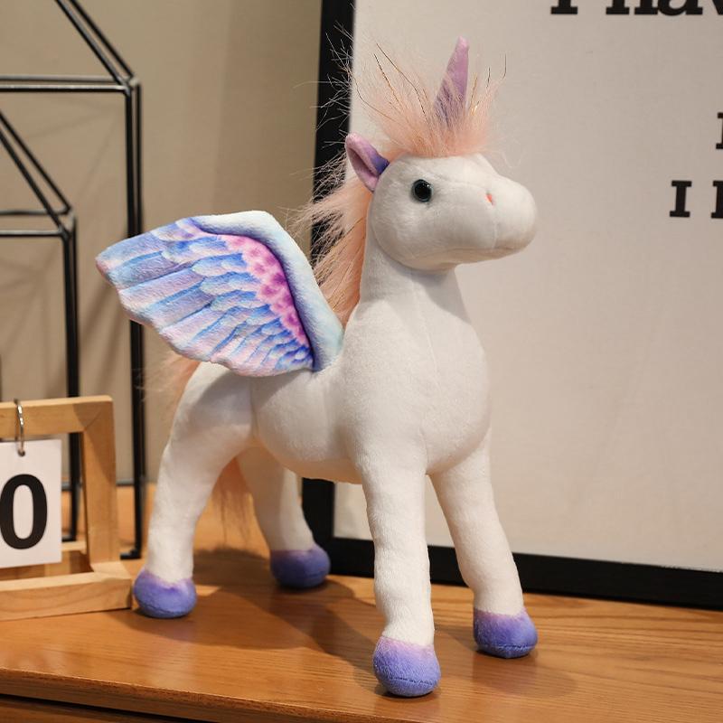 25/35cm Cartoon Funny Colorful Flying Horse Plush Doll Dream Big Wings Unicorn Animal Stuffed Toy Home Decoration Gift Idea Ideal For Boys Girls