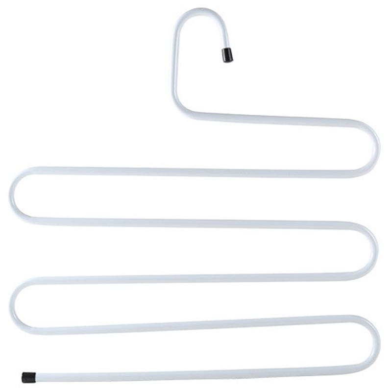 Multi-layer S-shaped Pants Hanging Multi-functional Creative Household Wrought Iron Plastic Spray Magic Pants Storage Hanger Pants Rack