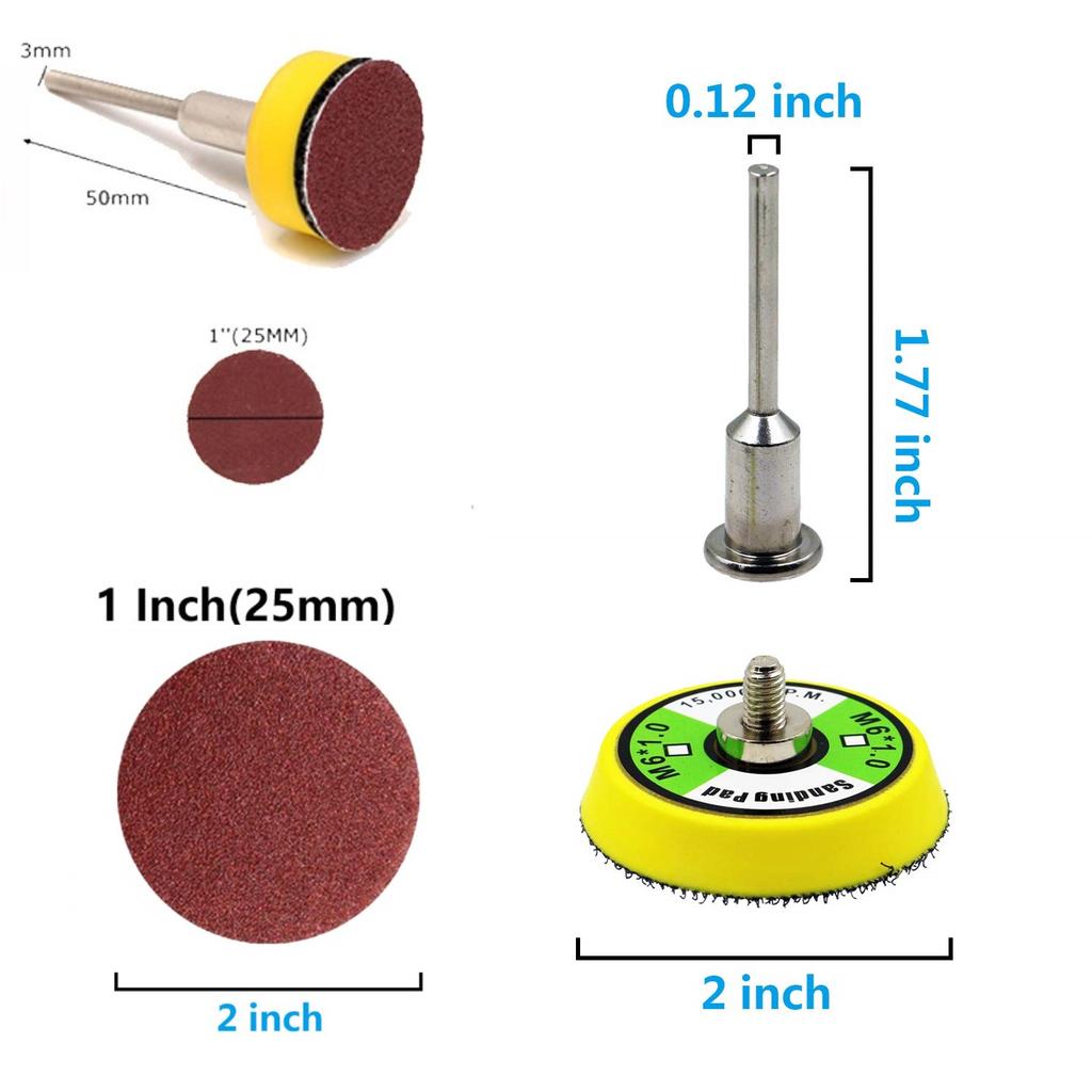 102/52pcs DIY Flocking Sanding Discs Pad Kit 1/2/3 Inch Grit Abrasive Polish Wheel Wood Sanding Paper Set for Dremel Rotary Tool