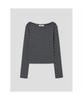 8 Seconds Striped Boat Neck Jersey Top Navy