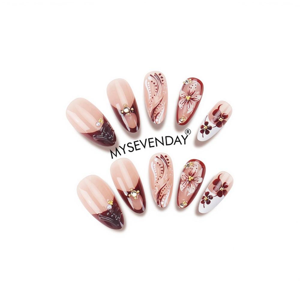 Three-dimensional French Ice-through Flowers, Fashionable And Versatile European And American Style Removable Fake Nails Manicure Patches