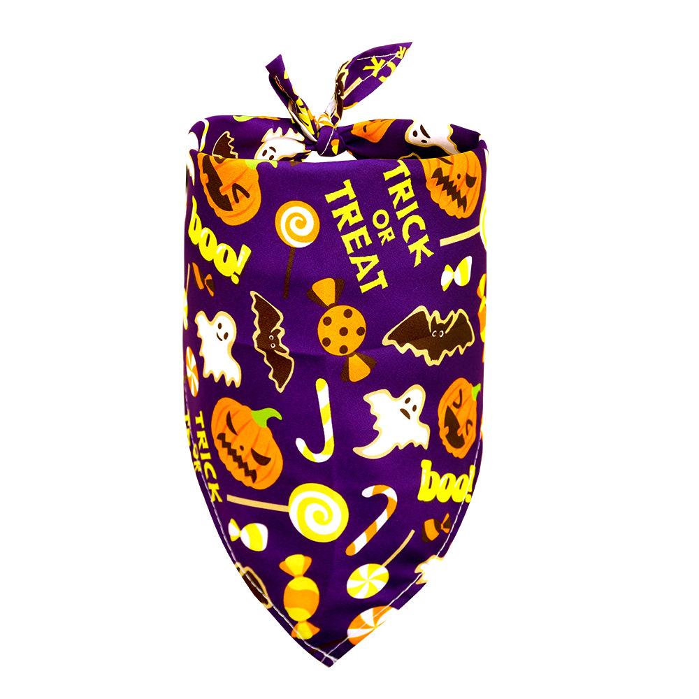 1 Pc Pet Dog Halloween Costume Scarf Dog Bandana Accessories Pumpkin Skull Bat Ghost Pattern Small Dog Cat Dog Bib Pet Supplies S 40x28x28cm