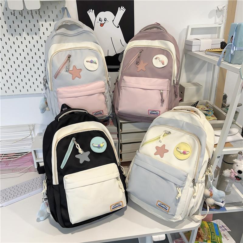 Campus junior high school student schoolbag female college student simple Korean version large capacity computer travel bag lightweight high school b