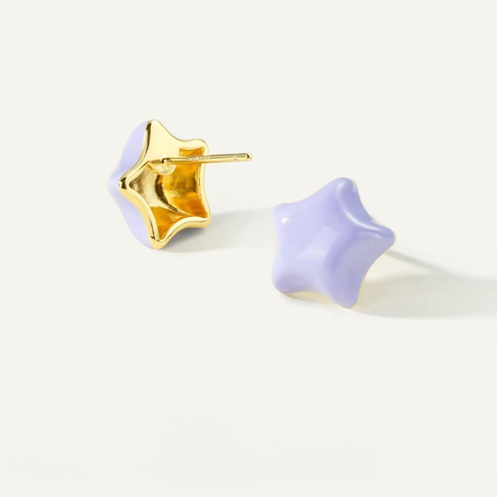 Versatile light luxury enamel earrings pentagram niche high-end star female stud earrings