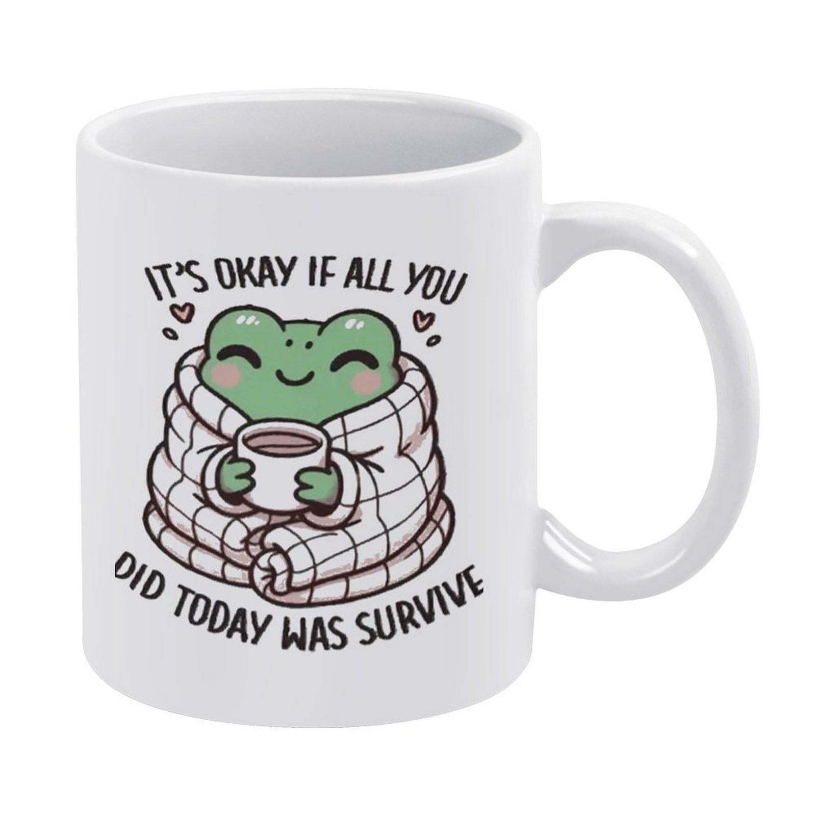 

1 шт. 11 унций Белая кофейная кружка, Керамическая чашка с двусторонней печатью, Гладкий край, Термостойкая, Можно мыть в посудомоечной машине, Идеальный повседневный подарок для друзей белый