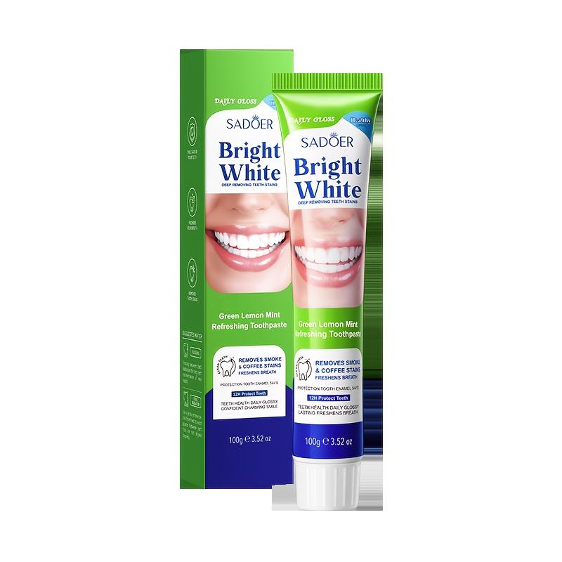 SADOER Bright White Lemon Mint Toothpaste for Fresh Breath & Stain Removal - Natural Ingredients,Deep Cleaning,Stain Reduction,Fluent Cleaning Formula