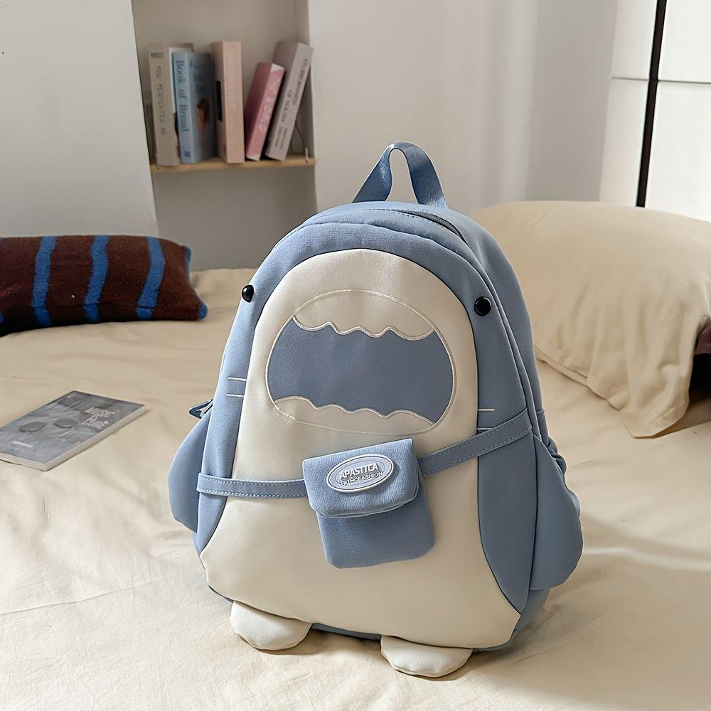 Women's Cute Cartoon Shark Backpack,Lightweight Adjustable Straps,Zipper Closure,Perfect for Travel & Casual Outings Playful Design