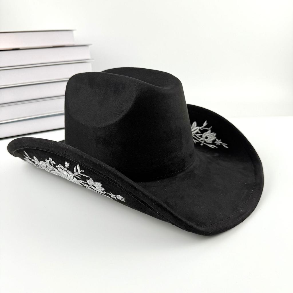 JYL TS DIY High End Cowboy Hat Leather Band Riding Cap Suede Fabric