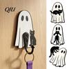 Funny Wall Mounted Hangers Halloween Ghost Cat Wooden Hanging Hook for Keys Hats, Decorative Cute Pumpkin Hooks Hanger, Home Living Room Bedroom