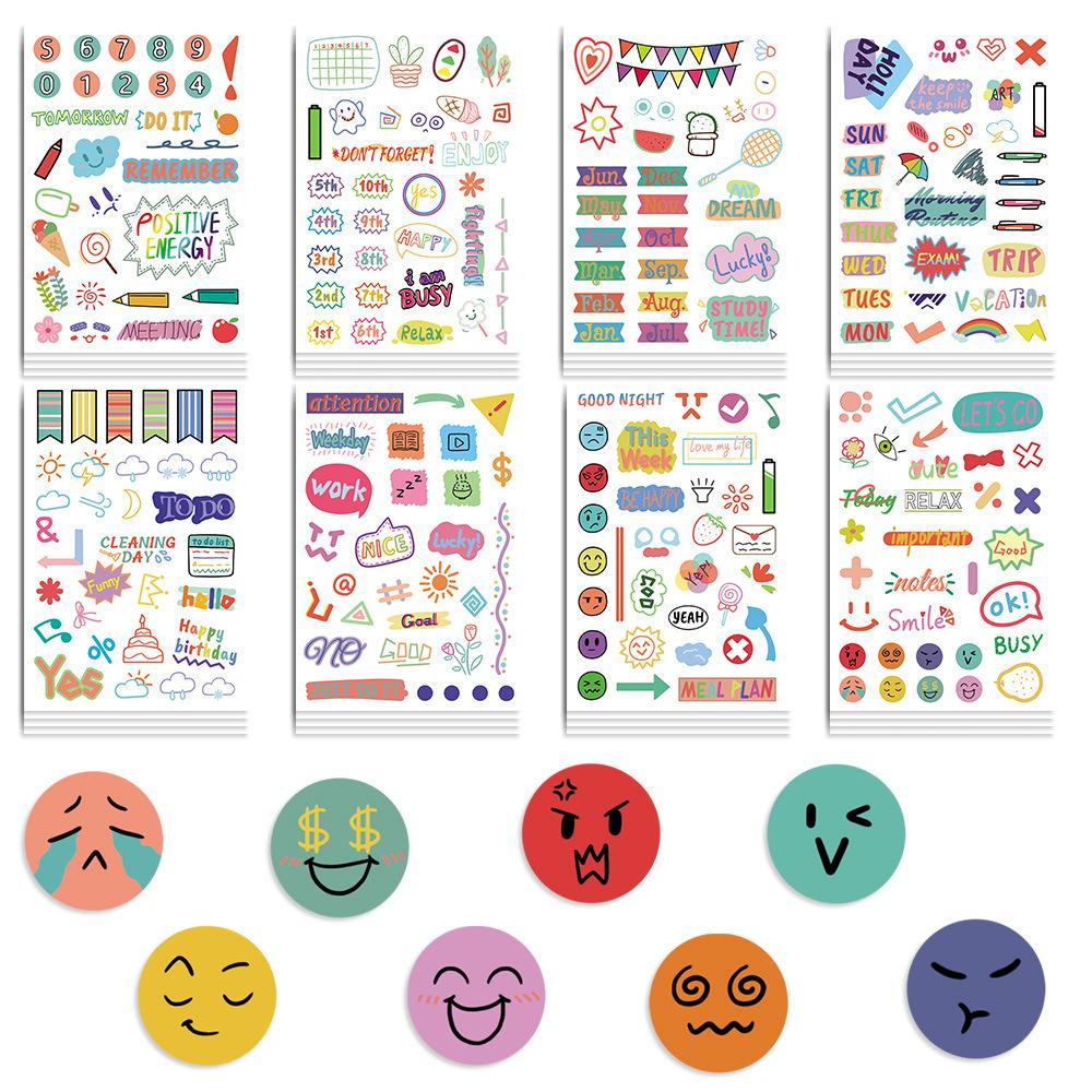 8 Cartoon Hand-drawn Elements Plan Book Collage DIY Small Elements Can Be Decorated with Guka Hand Account Mobile Phone Case Notebook