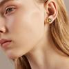 Trendy Stainless Steel Round Stud Earrings for Women Girls, Anti Allergy Gold Color Dangle Earring Ear Accessory Gifts To Her