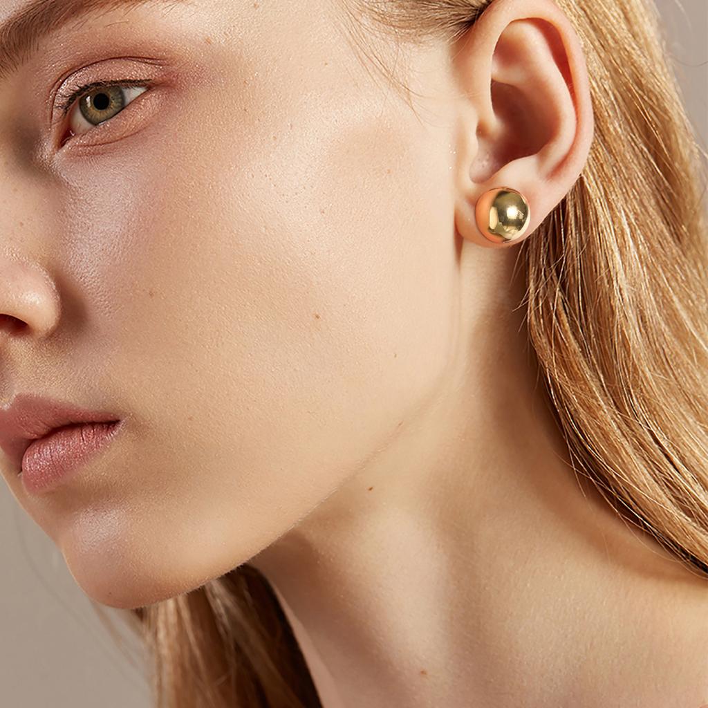 Trendy Stainless Steel Round Stud Earrings for Women Girls, Anti Allergy Gold Color Dangle Earring Ear Accessory Gifts To Her