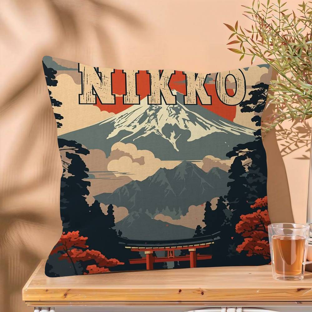 

Vintage Japanese Landscape Personalized Pillow Dust Cover Bedroom Kids Party Decoration Pillowcase Birthday Children Gift 30x30 cm