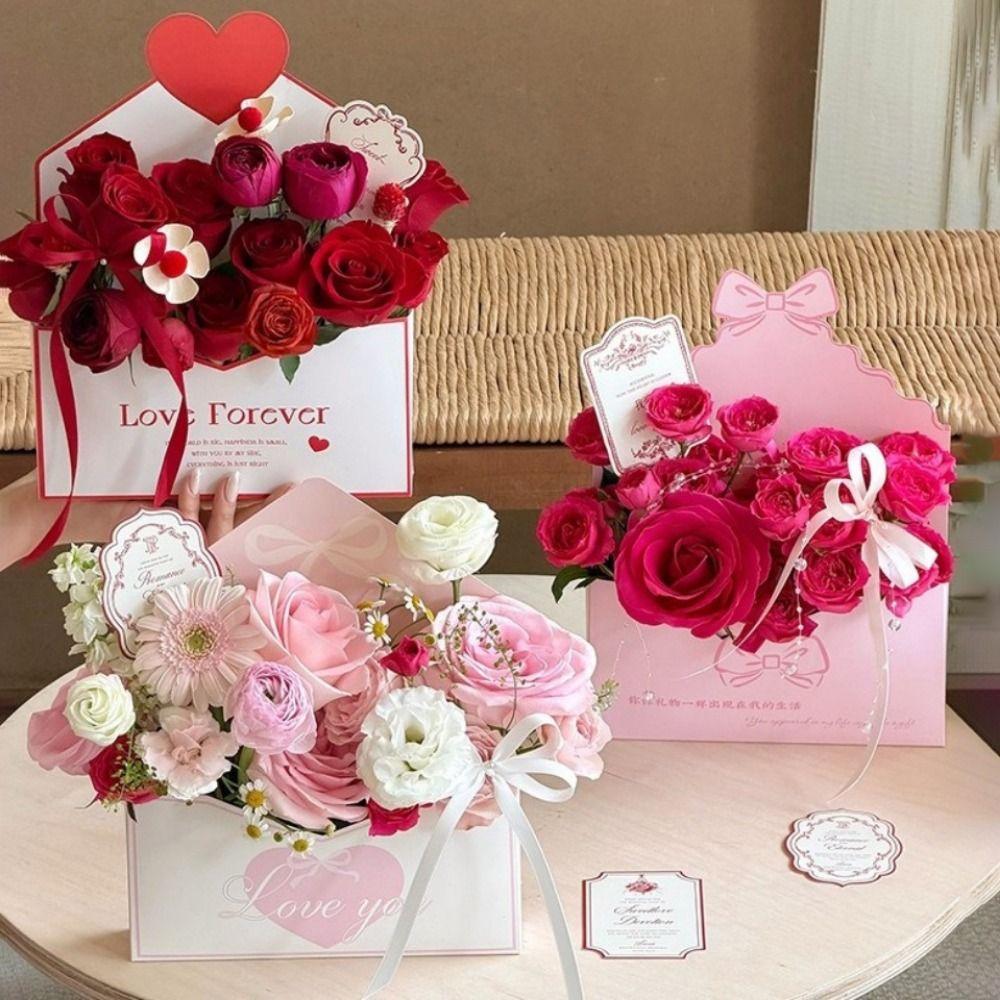 10 Stück Papier Valentinstag Umschlagboxen Faltbar Handgemacht Blume Umschlagbox DIY Floral Umschlag Geschenkbox für den Valentinstag