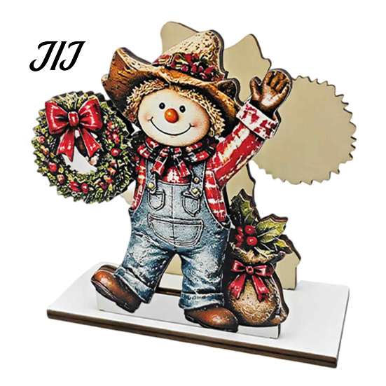 Solid Wood Tissue Dispenser Snowman Napkin Holder for Dining Table, Vertical Christmas Table Dispenser, Storage Holiday Home Decor Wooden Organizer