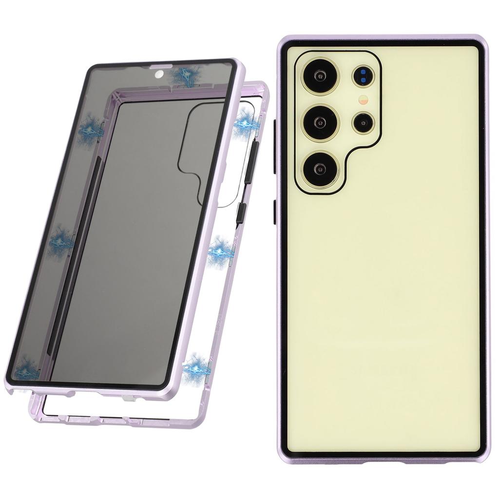 For Samsung Galaxy S24 Ultra Case with Anti-Spy Screen Protector Tempered Glass Metal Phone Cover Magnetic Clasp