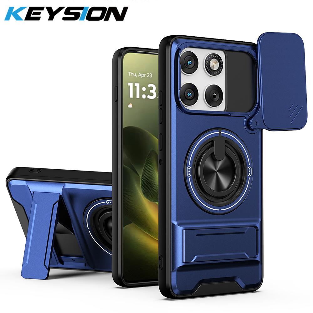 KEYSION Magnetic Phone Case for Motorola MOTO Edge 70 5G Slide Camera Protection Upright Kickstand 360° Ring Shockproof Cover