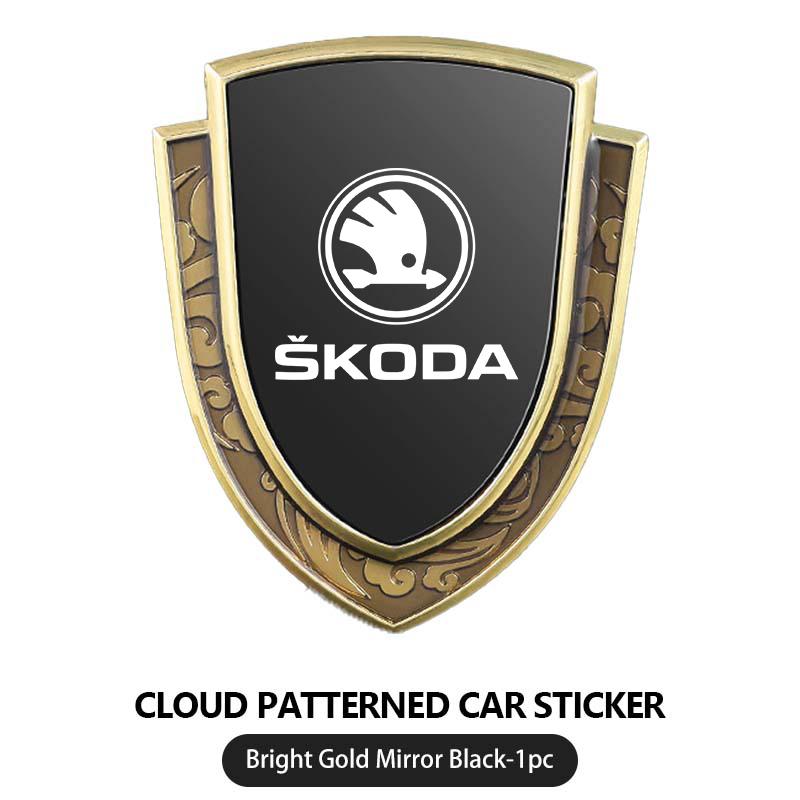 VIJT4 3D Metal Car Side Body Trunk Decoration Emblem Sticker Shield Styling For Skoda octavia a5 a4 mk1 2 fabia superb rapid mk3 yeti
