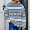 Men's Neck Christmas Print Knit Sweater for Fall and Winter