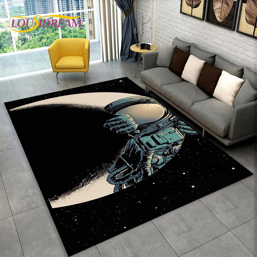Dywan 3D Cartoon Astronaut Space Area, dywanik do domu, salonu, sypialni dziecięcej, sofy, wycieraczki, dekoracja, antypoślizgowa mata podłogowa dla dzieci