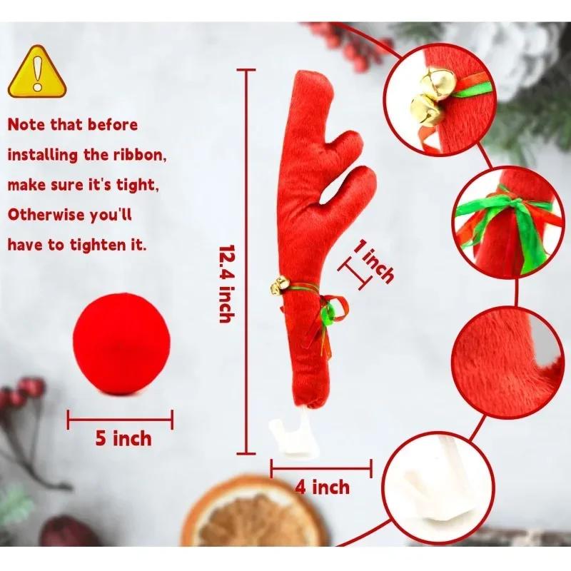 Antlers Nose Horn Car Vehicle Decoration Reindeer Costume Set Truck Ornaments Xmas Holiday Party Gifts Christmas Sika Deer