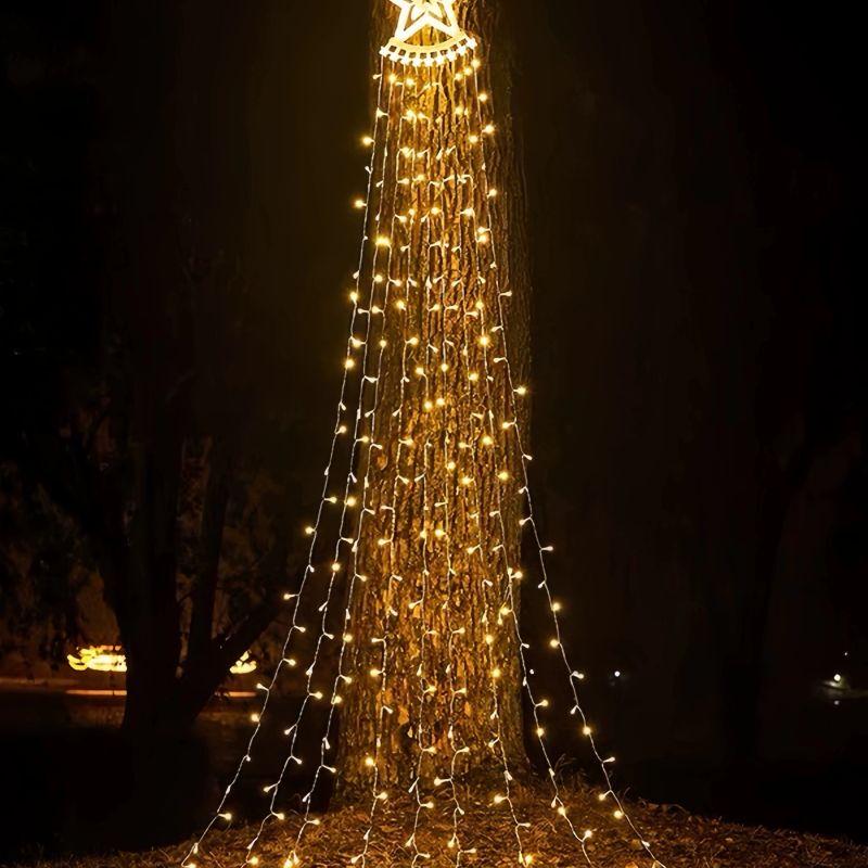 Outdoor Solar Star Waterfall String Lights