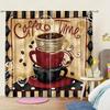 Set Of 2 Colorful Coffee Geometric Pattern Printed Curtains Window Decorations Home Room Curtain Polyester