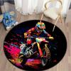 1pc Colorful Motorcycle Rider Pattern Round Rug, Non-slip Floor Mat for Living Room, Bedroom, Bathroom, Holiday Home Decoration