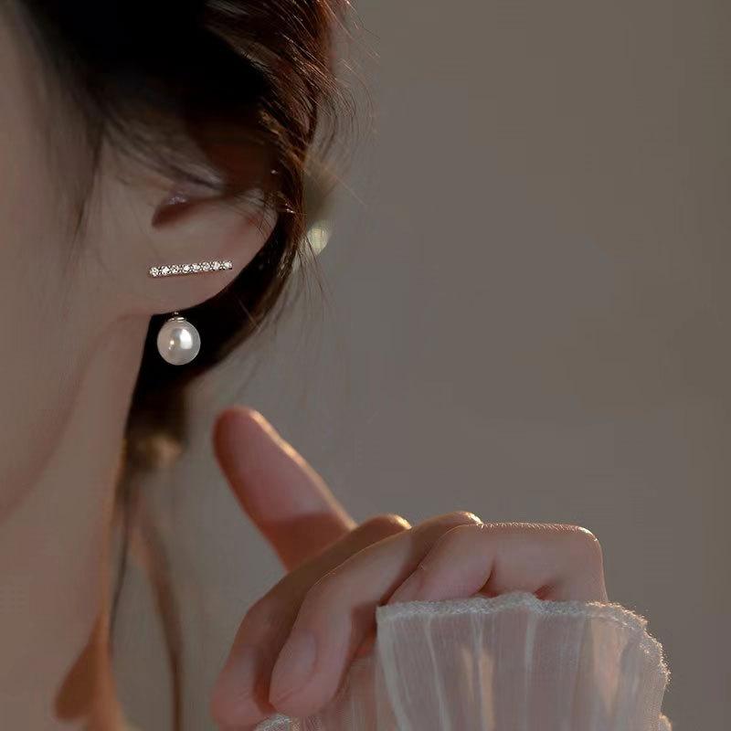 Women's Back Hanging Earrings Niche Design Imitation Pearl Light Luxury High-end New Trendy Earrings