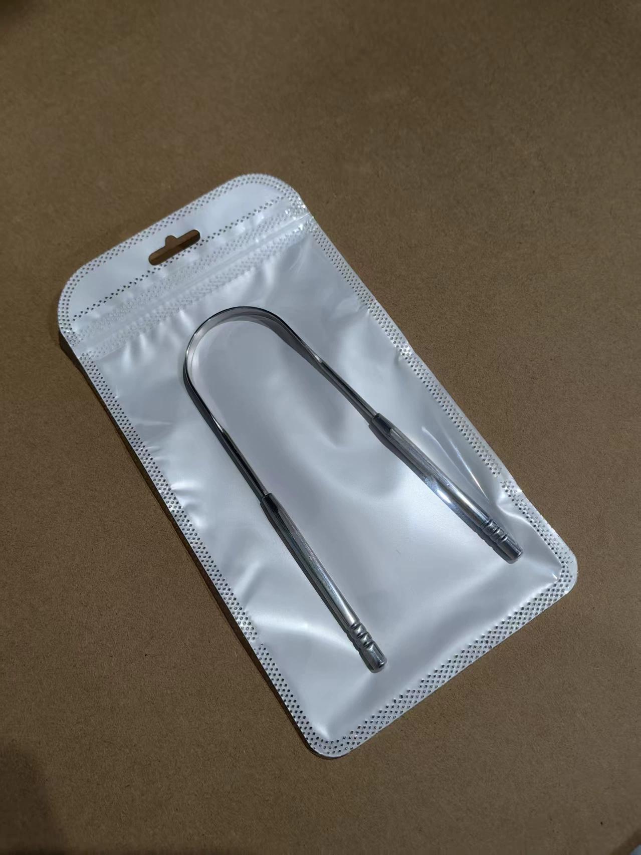 304 Stainless Steel U-Shaped Tongue Scraper with Tongue Coating Cleaner Scrub Brush Removes Tongue Coating & Dirt