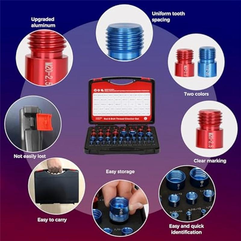 A84E-Ut And Bolt Thread Checkers For Nut Bolt Size Finder And Identifier Standard And Metric Thread Checkers Set