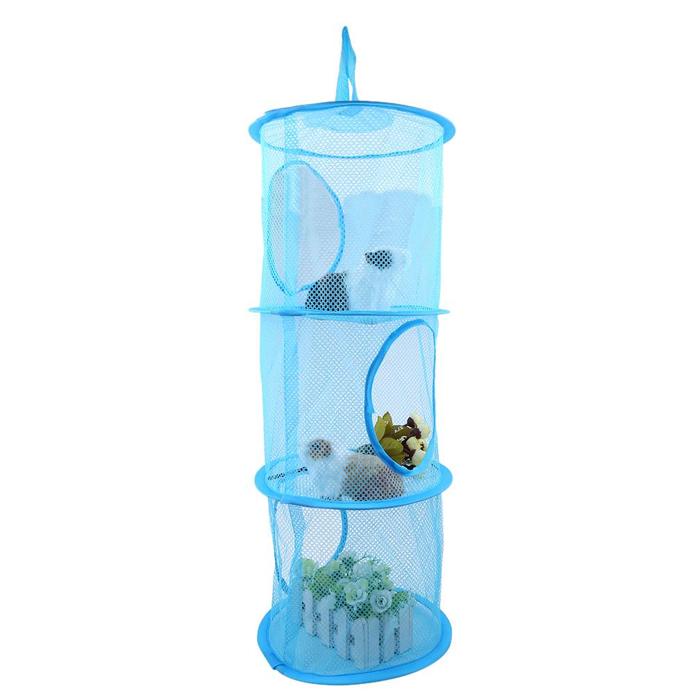 Multilayer Dry Rack Foldable Hanging Mesh Toy Storage Basket Underwear Organiser Cage Yellow