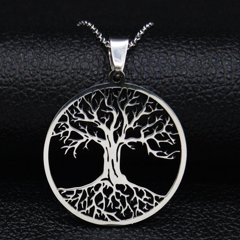 

Tree Of Life Pendant Necklace For Women Titanium Steel Durable Jewelry Gift Elegant Design серебряный