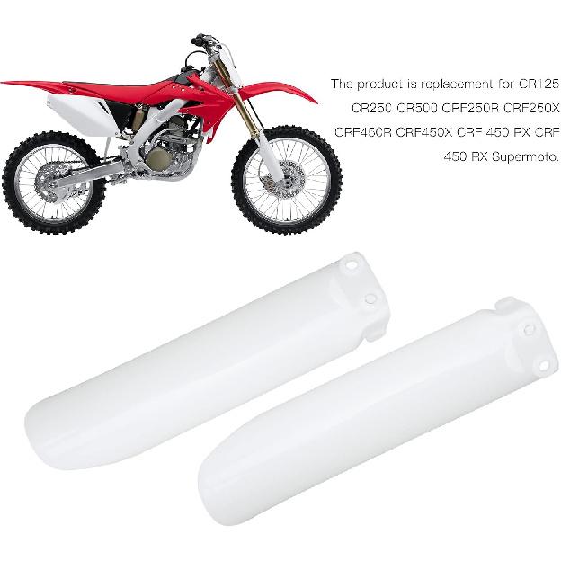 Acouto Motocross Front Fork Guard Covers for CR125 CR250 CE500 CRF450 CRF 250 Motocycle Fork Guard Protector White Front Shock Guard Cover