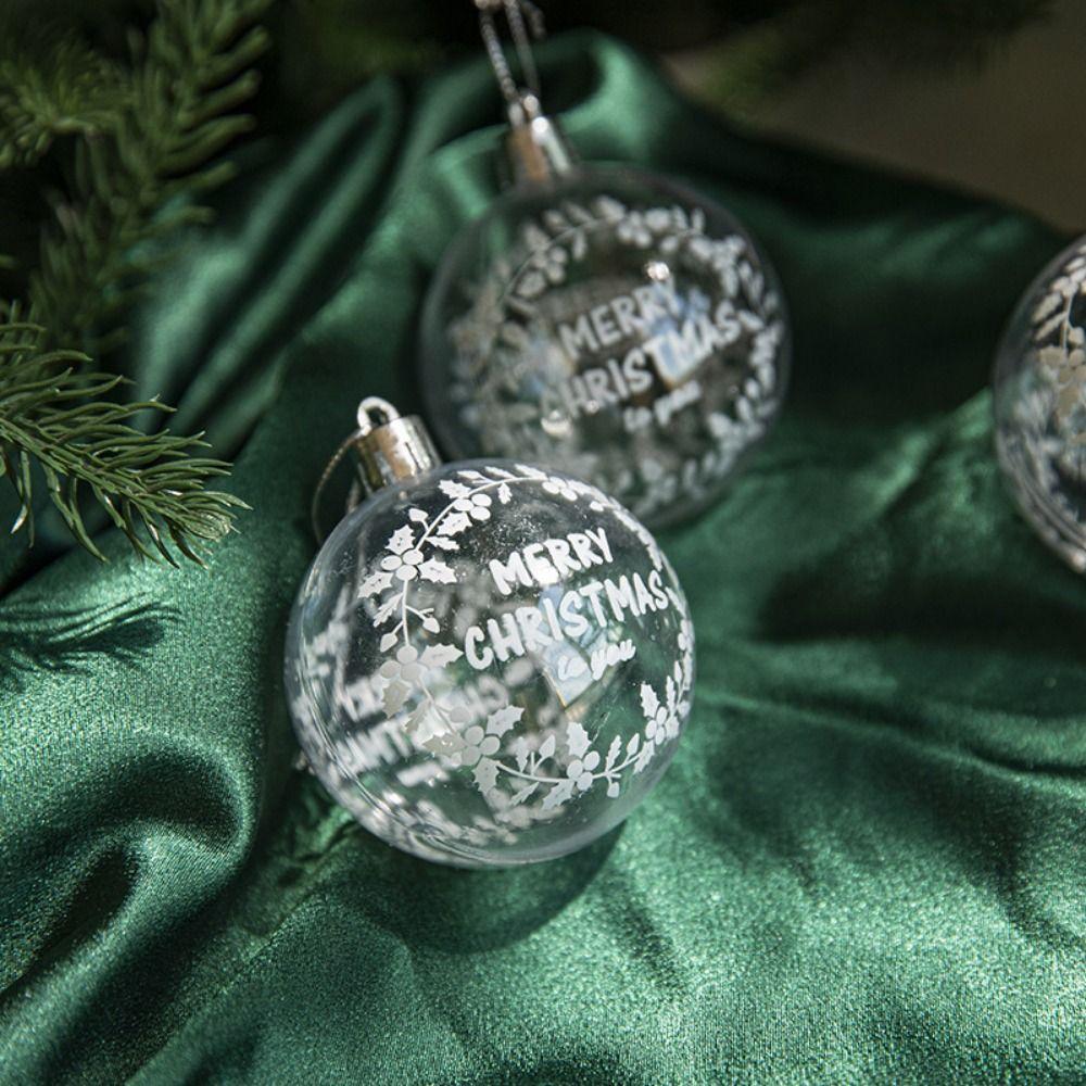 6 Stück/Set Transparente Weihnachts-Schneekugeln Anhänger Elch/Haus Acryl Weihnachtsbaumkugel Ornament 6cm Malerei Weihnachtsbaumdekoration